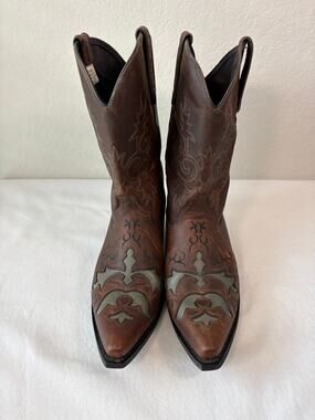 Rockin Country RC6002 Men’s Brown Leather Cowboy Boots Size 15D Western Stitch